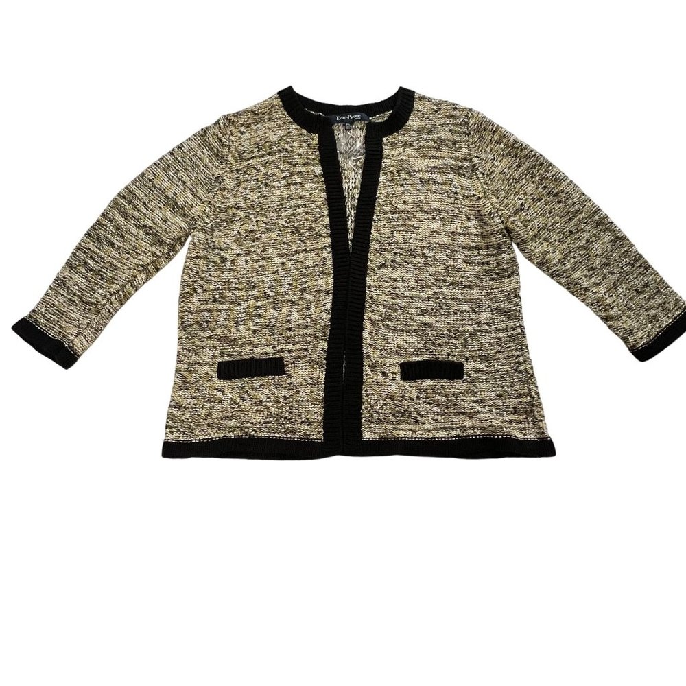 Evan Picone Petites Size PXL Open Cardigan Sweater Blazer Yellow Black